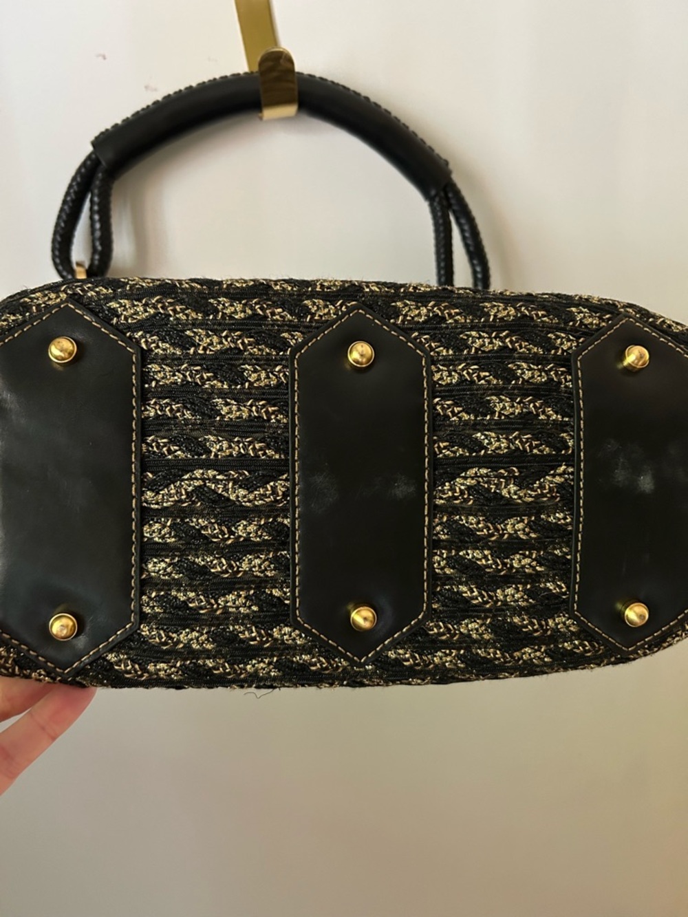 Eric Javits Squishee Elegant Black & Gold Woven Tote Bag - Designer Style - Picture 4 of 9